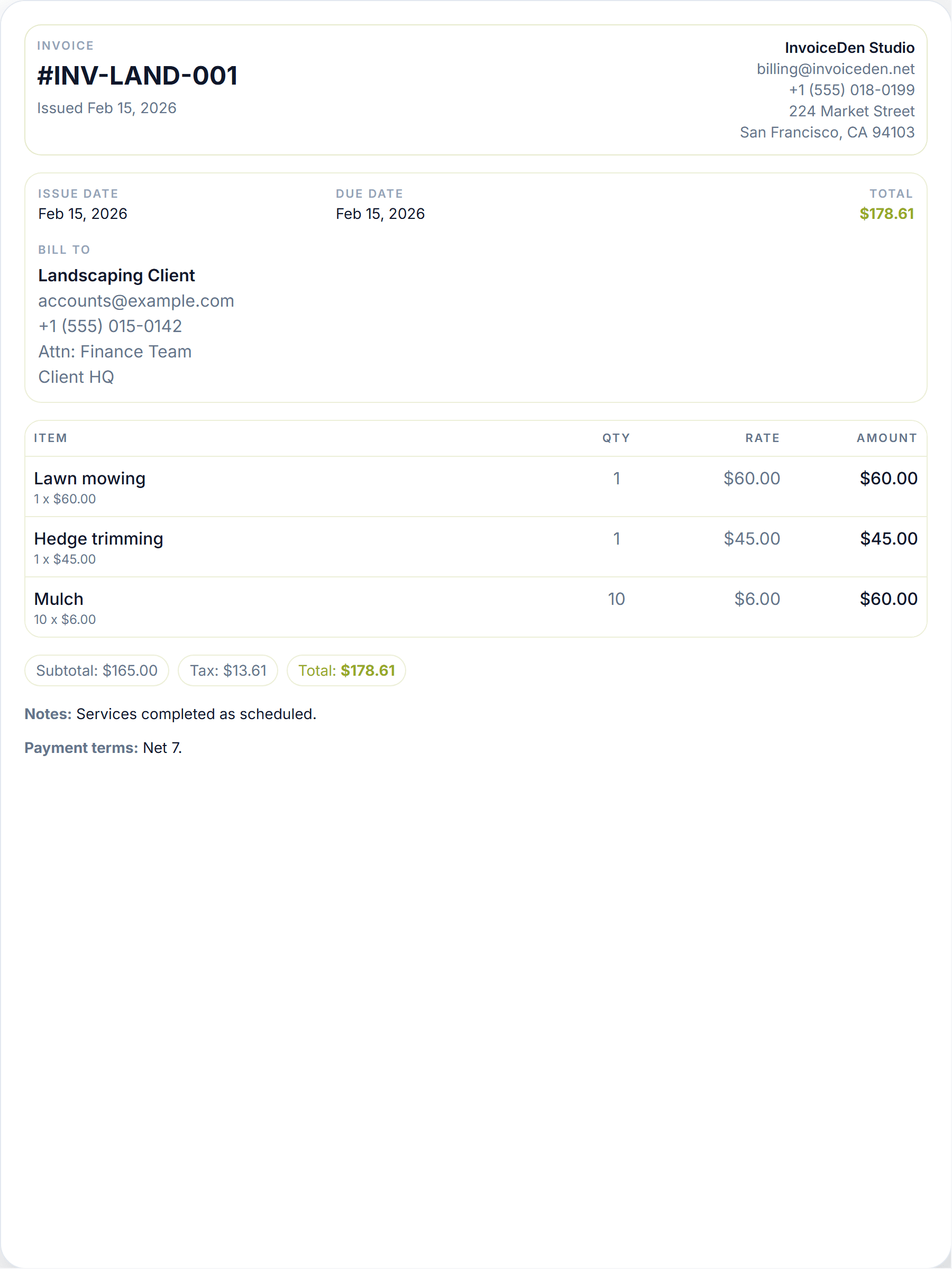 Landscaping minimal template preview