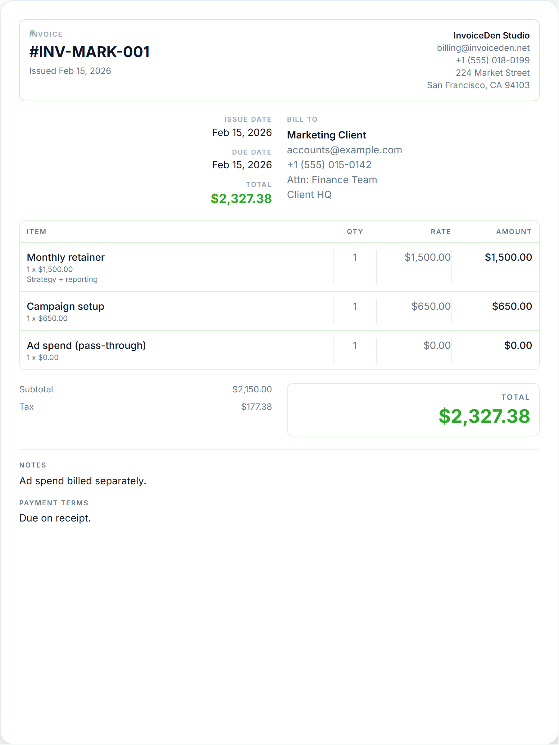 Marketing minimal template preview