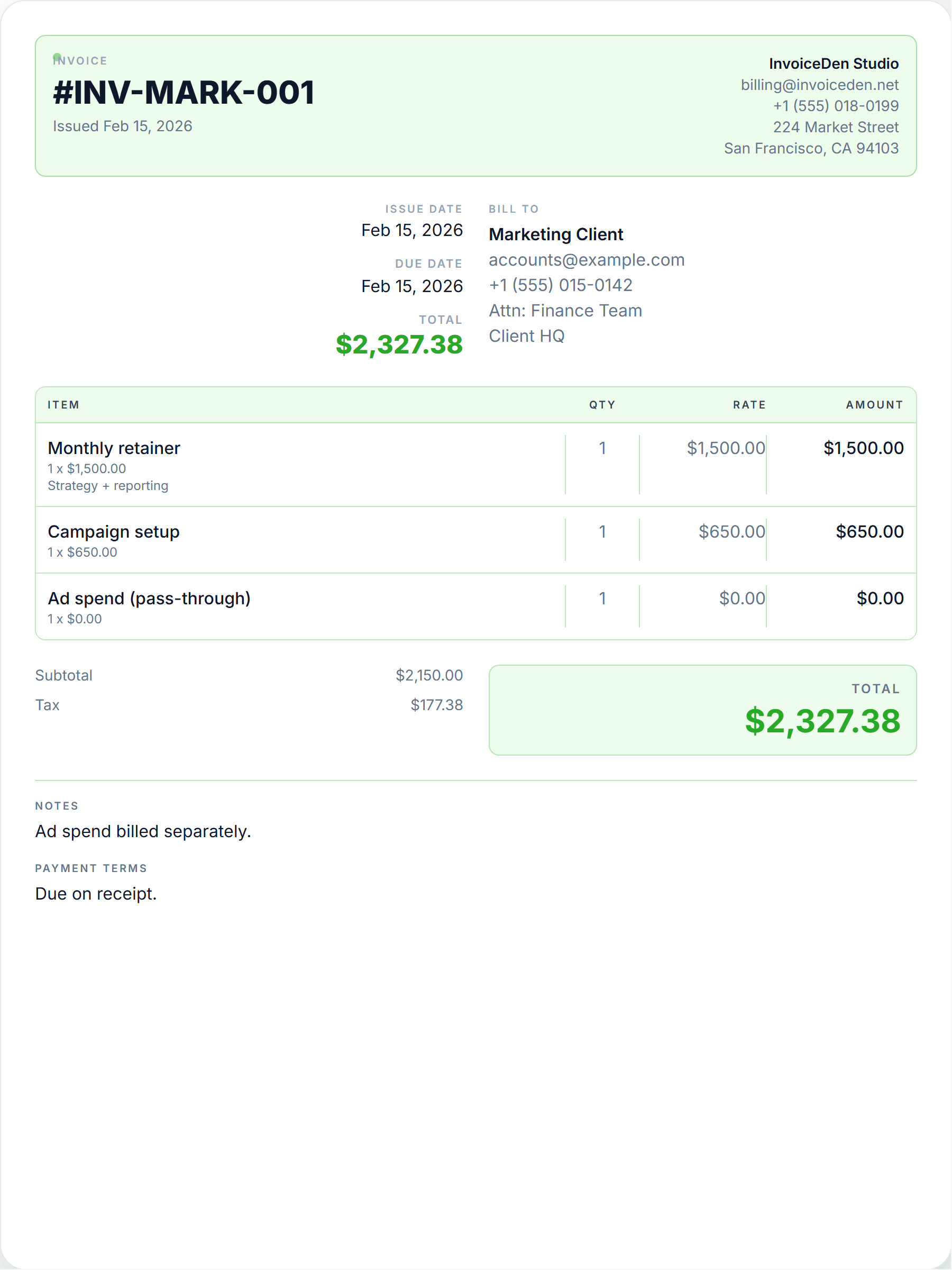 Marketing professional template preview