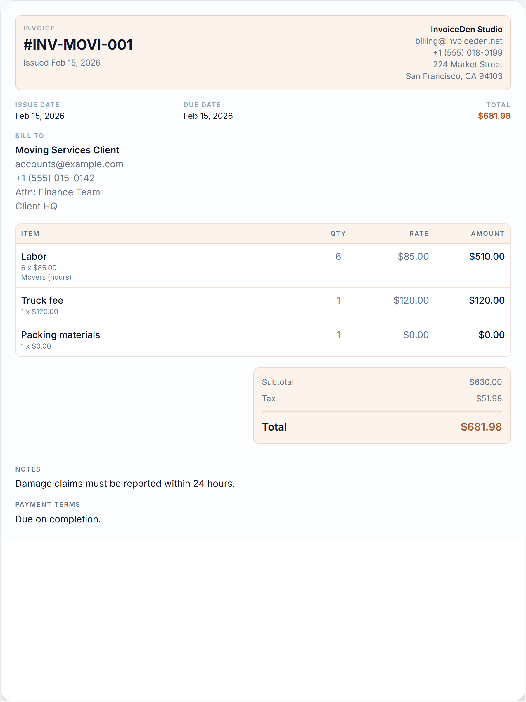 Moving Services modern template preview
