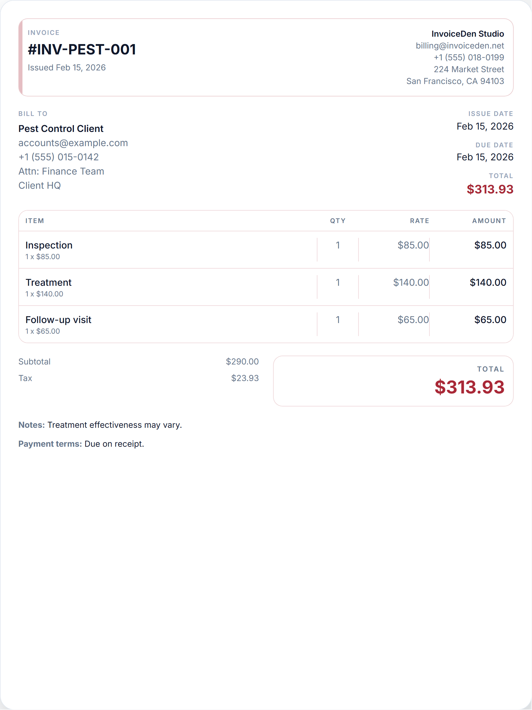 Pest Control minimal template preview