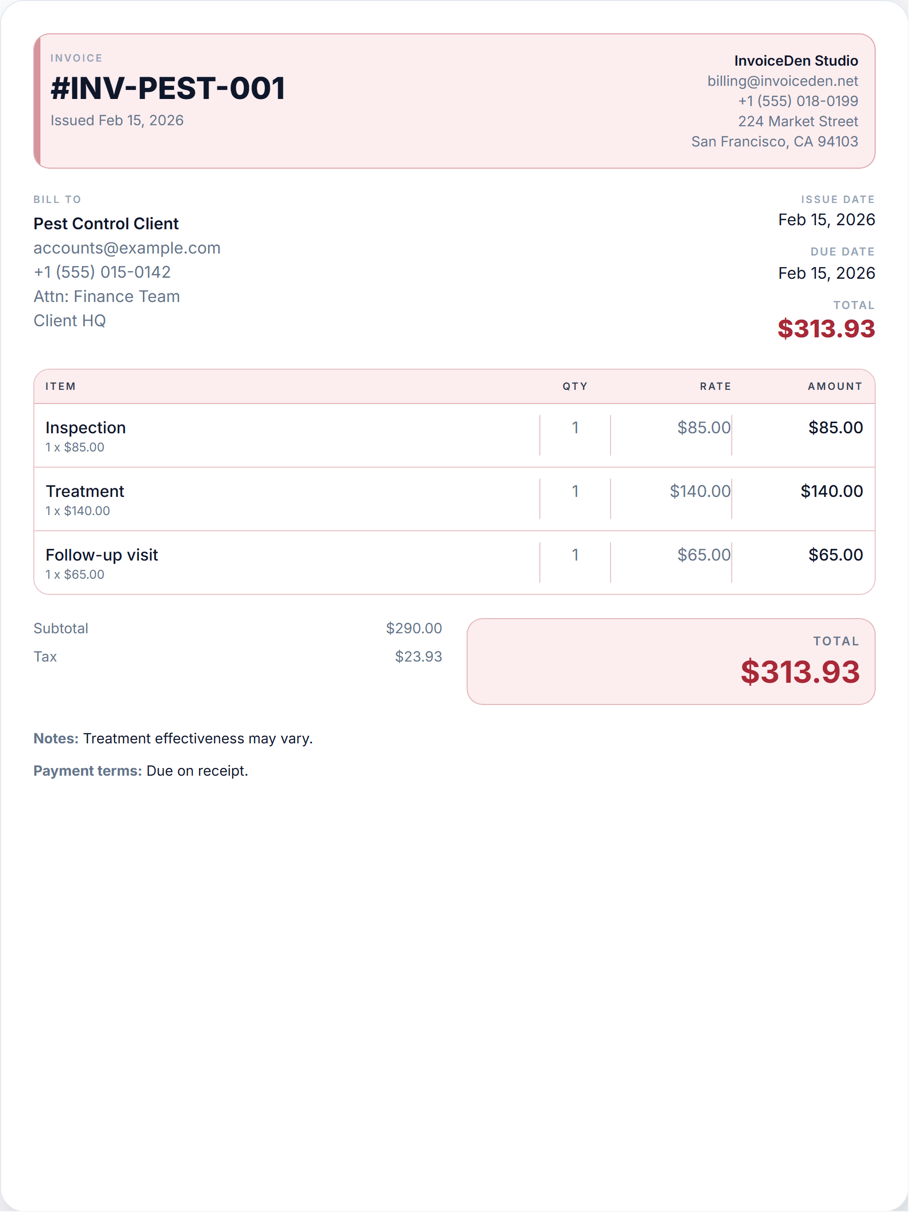 Pest Control professional template preview