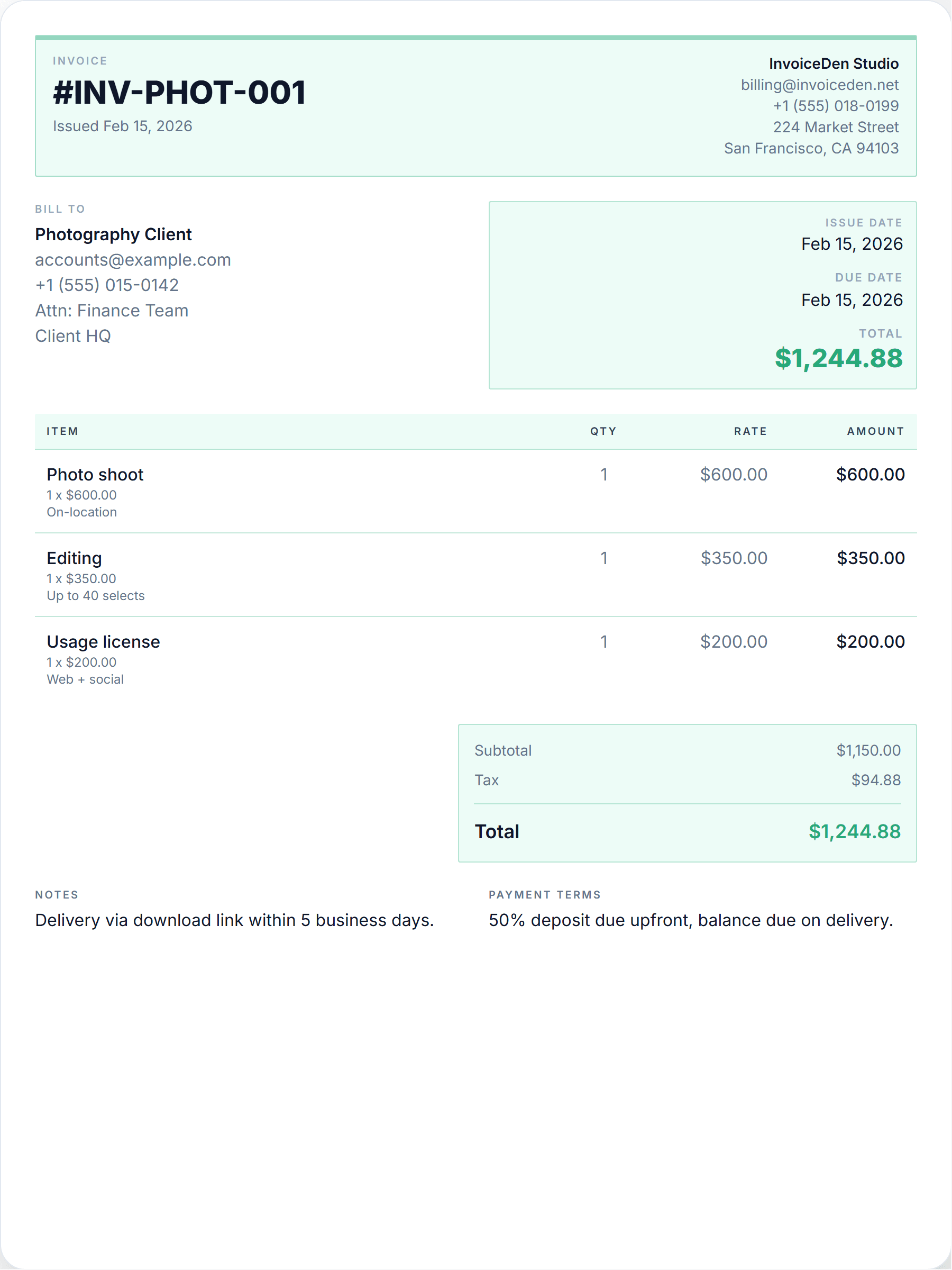 Photography professional template preview