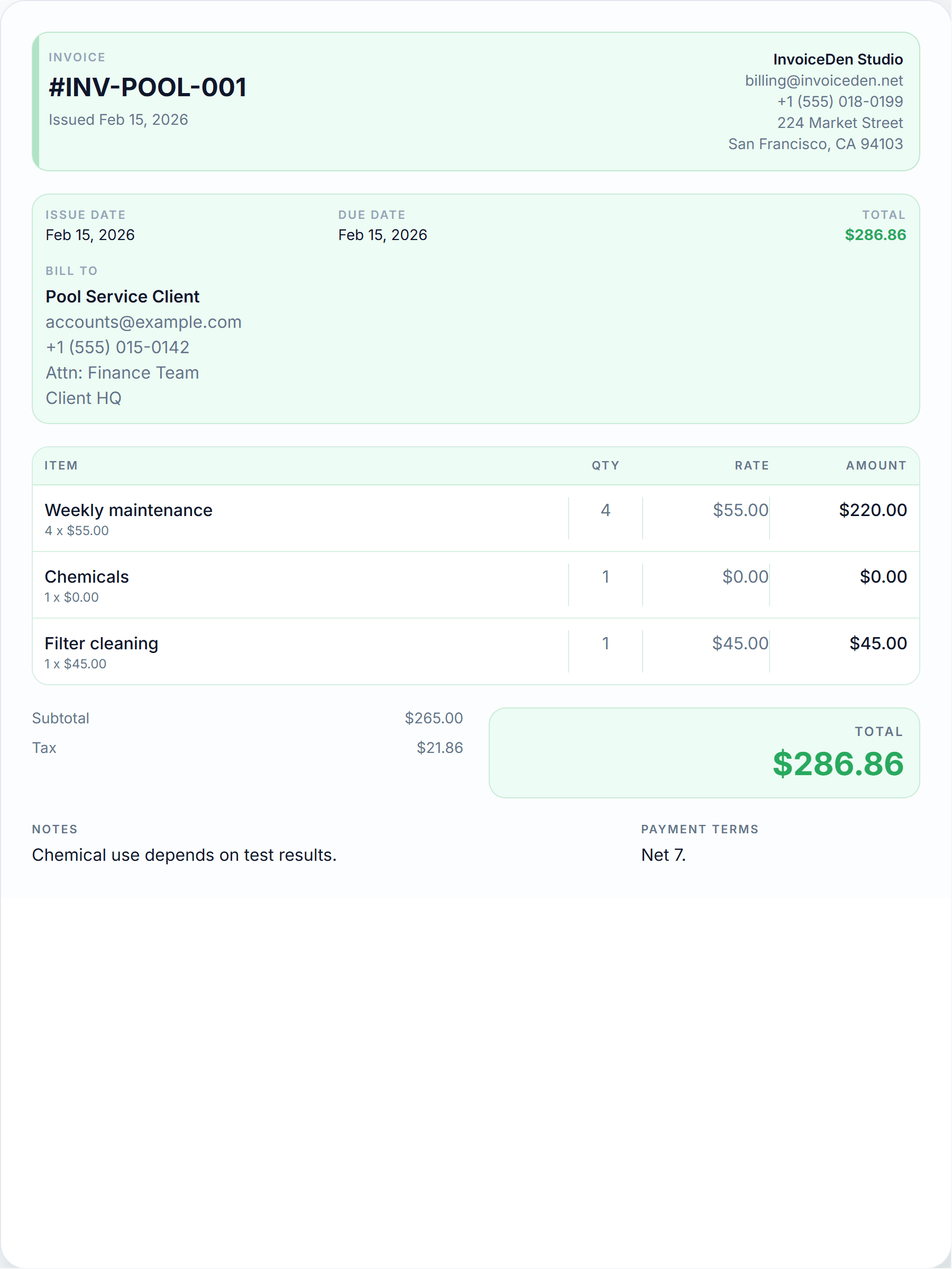 Pool Service modern template preview