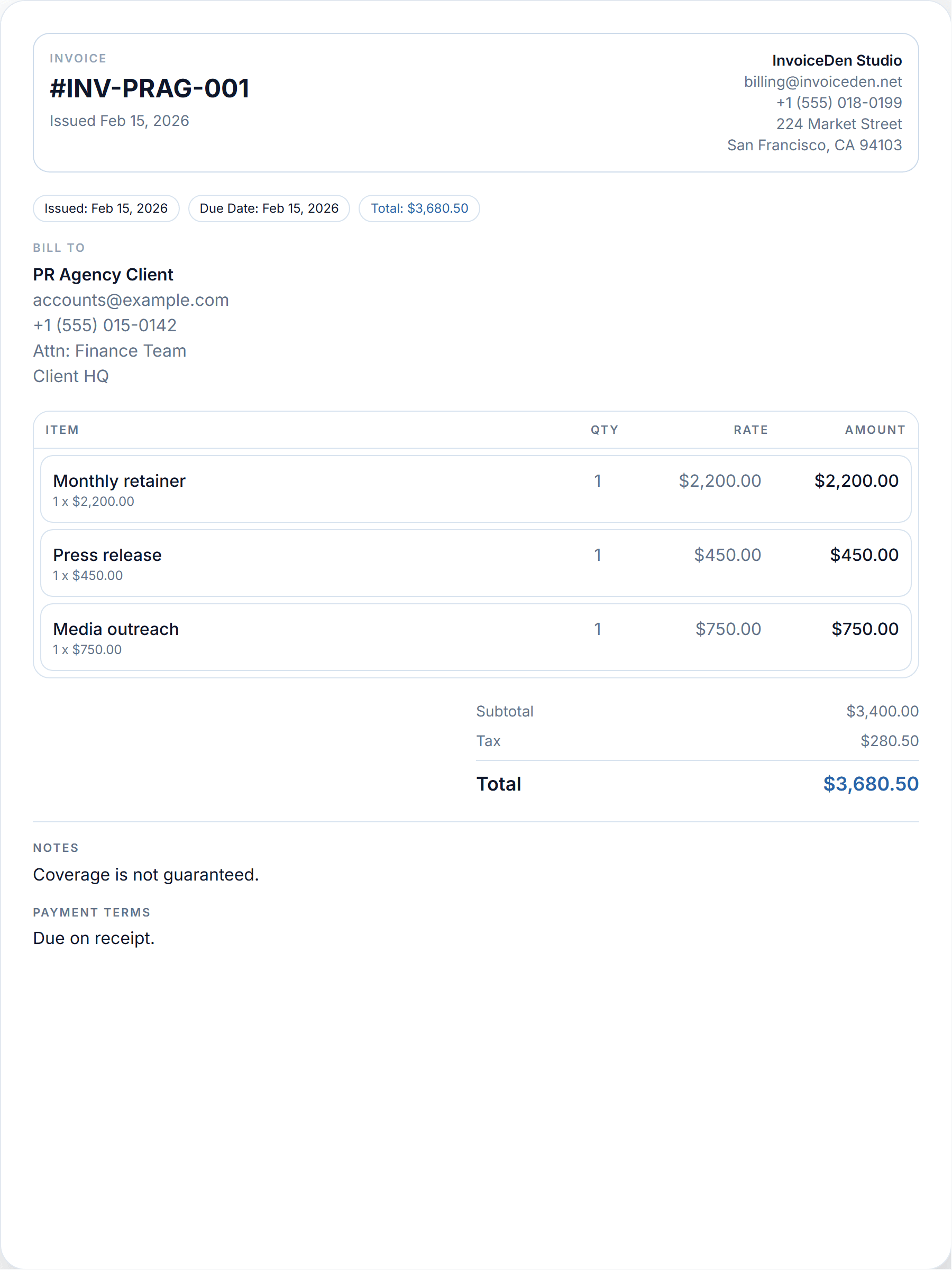 PR Agency minimal template preview