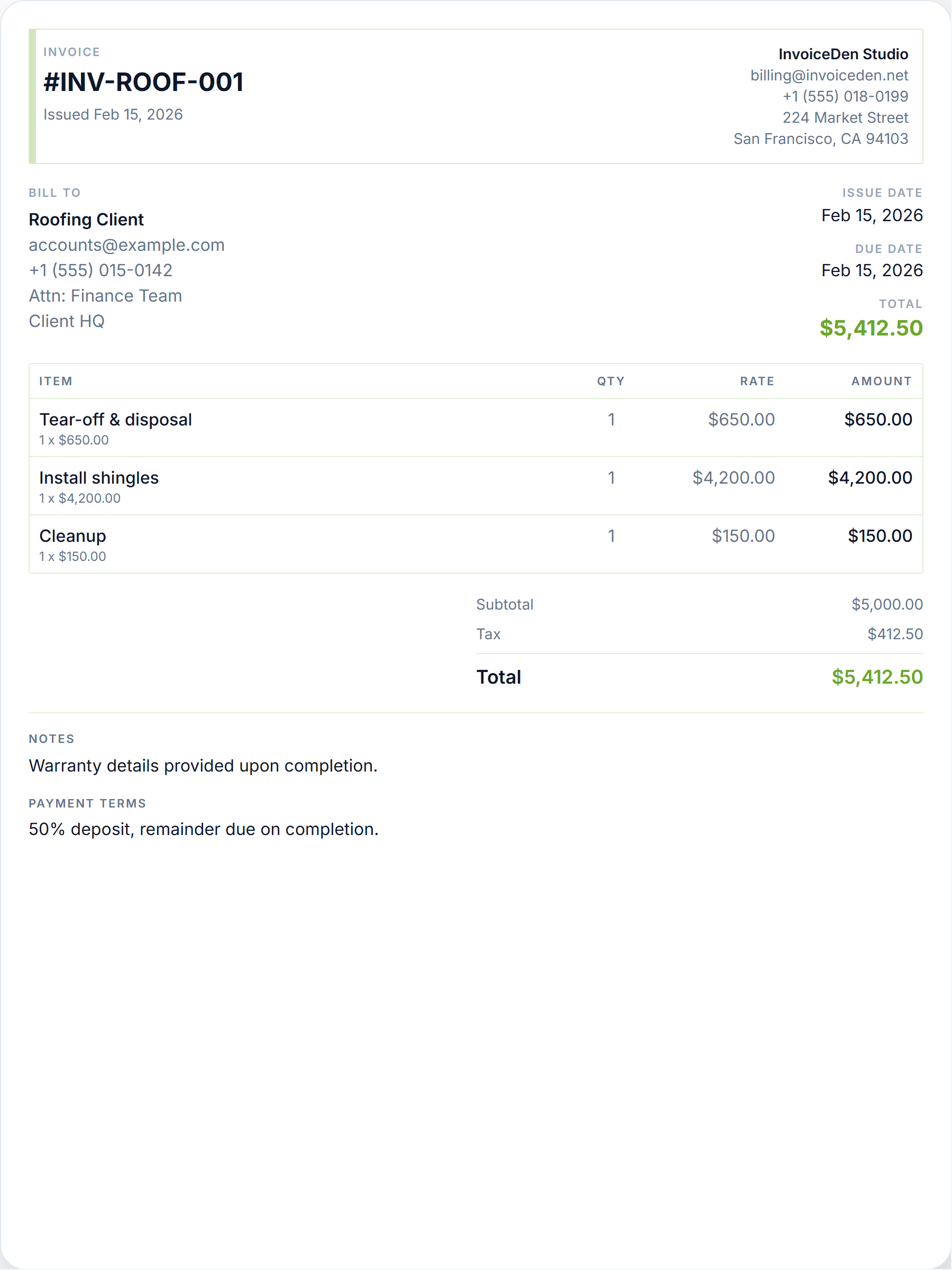 Roofing minimal template preview