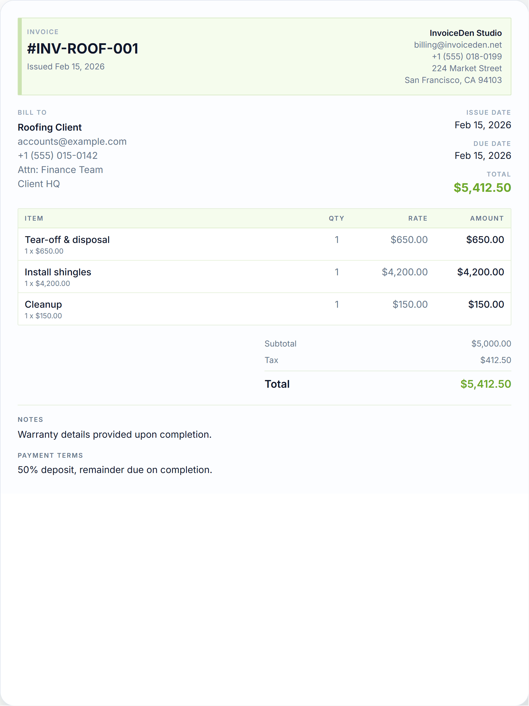 Roofing modern template preview