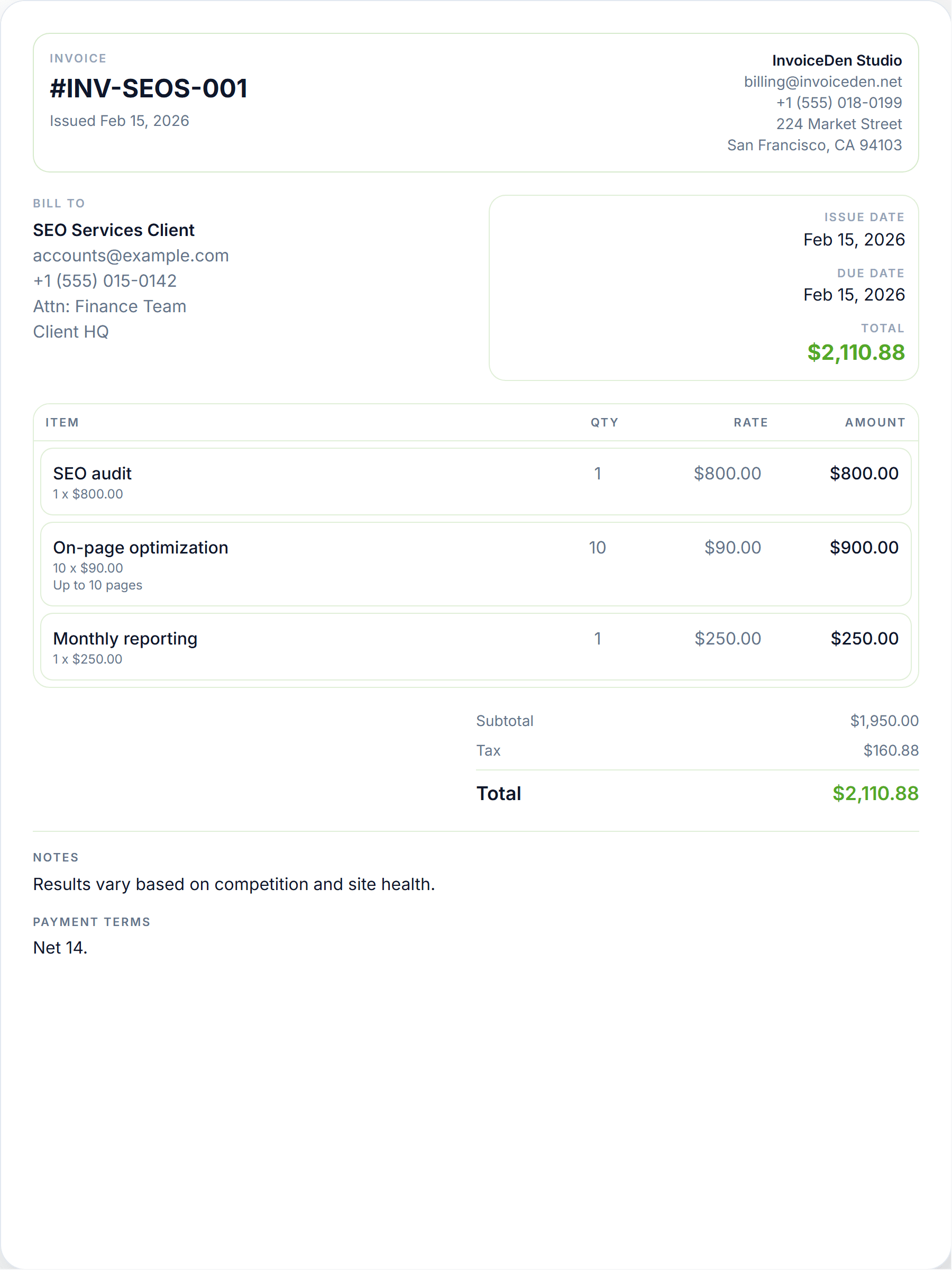 SEO Services minimal template preview