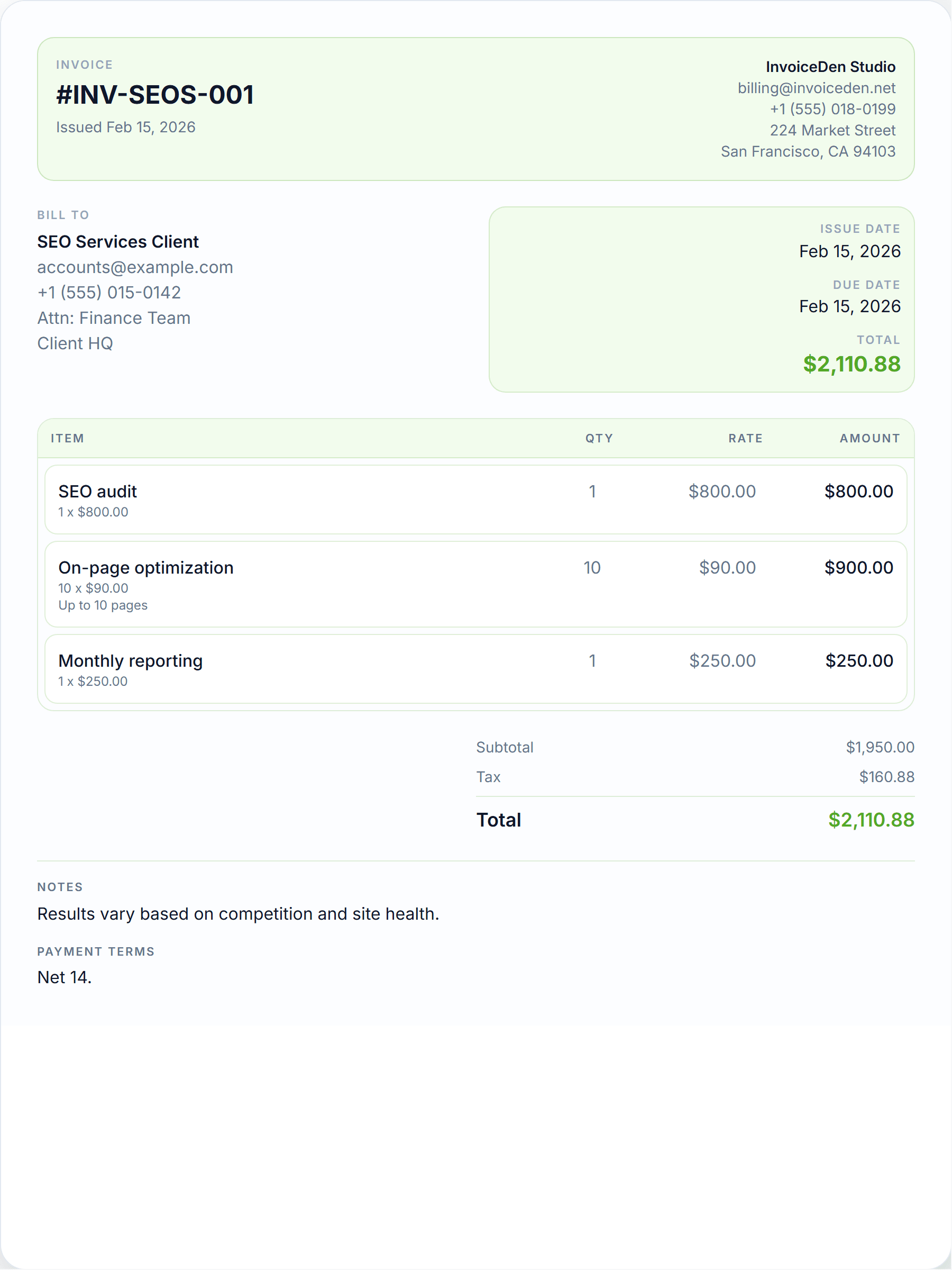 SEO Services modern template preview