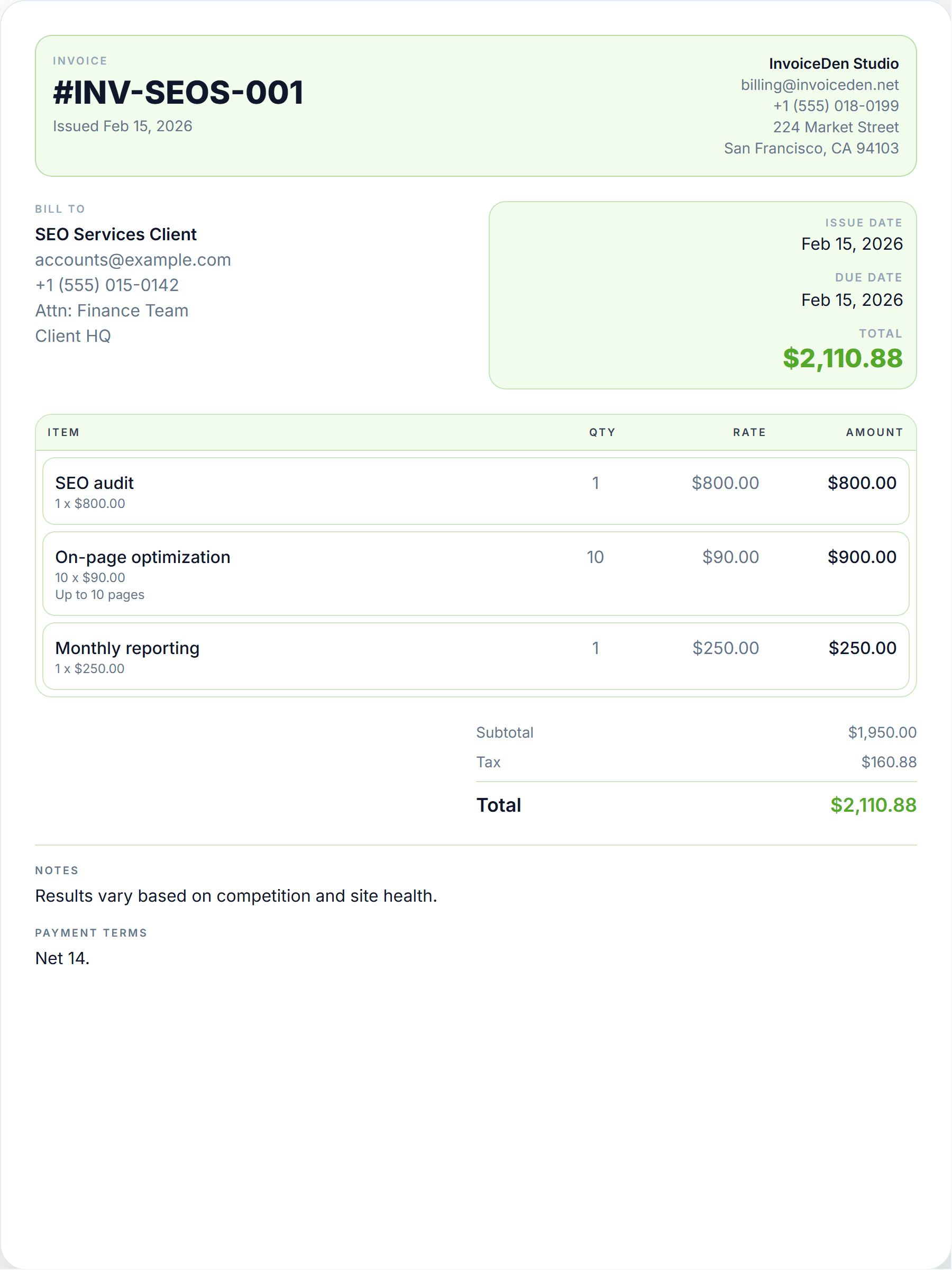 SEO Services professional template preview