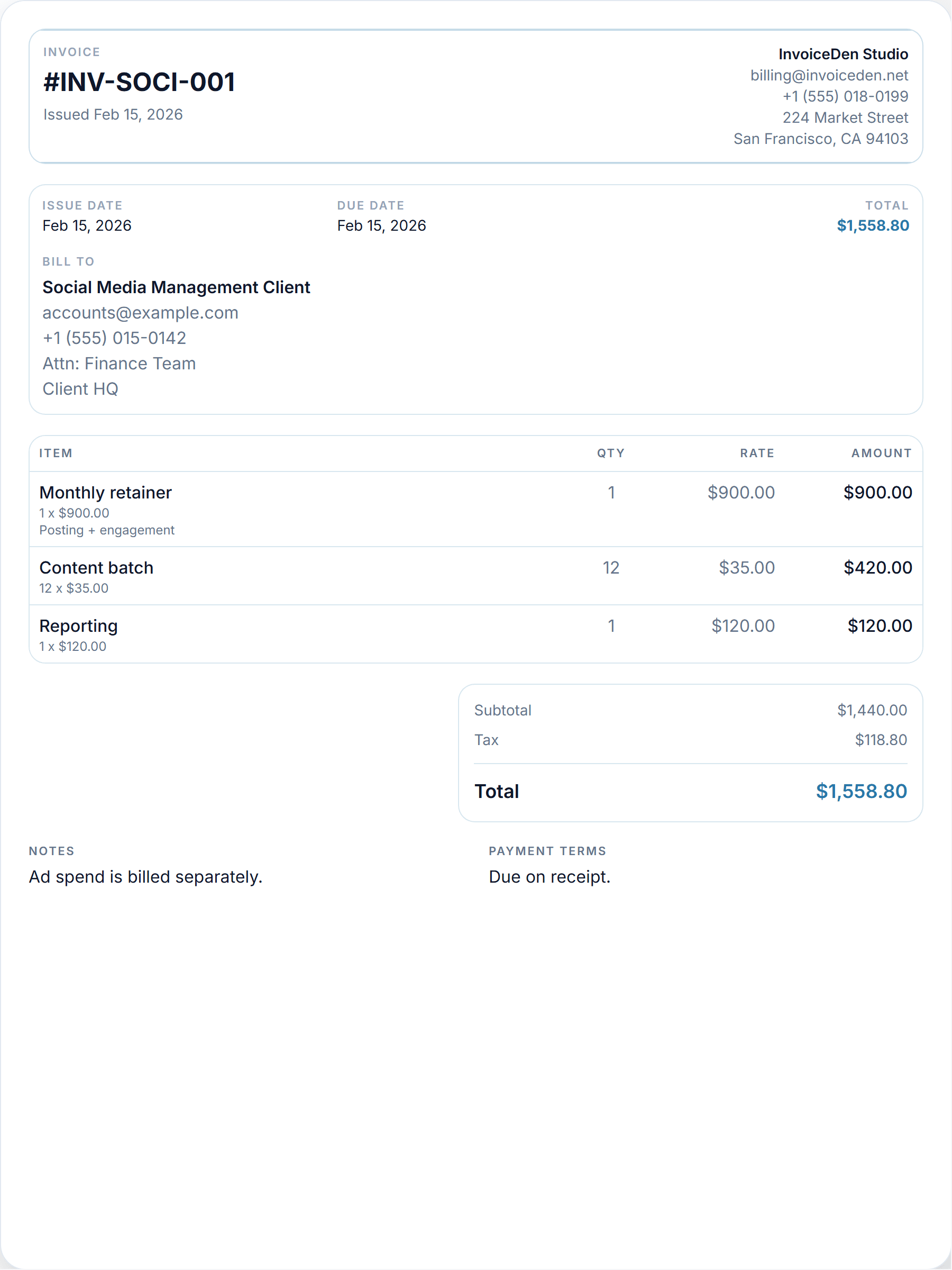 Social Media Management minimal template preview