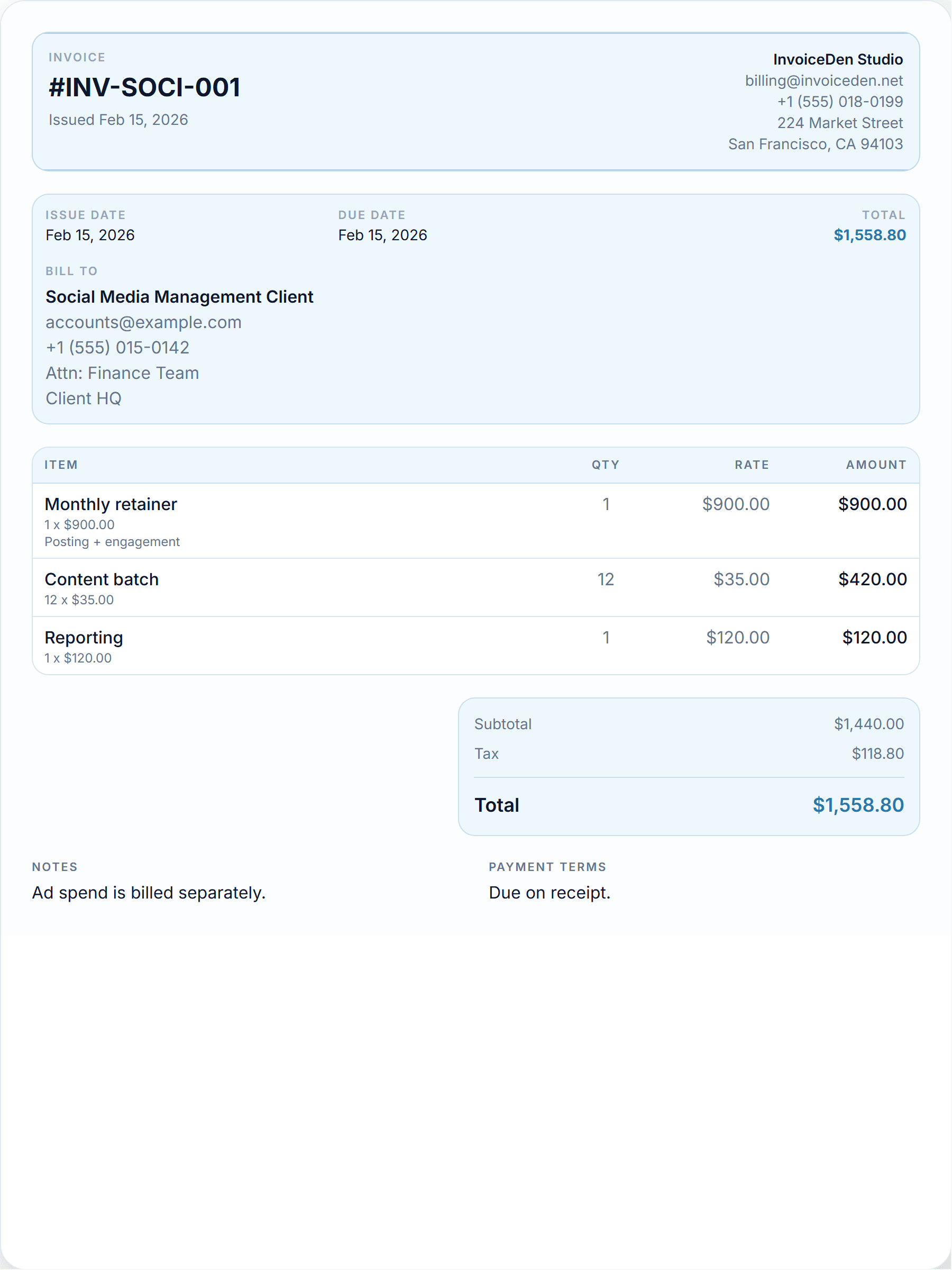 Social Media Management modern template preview