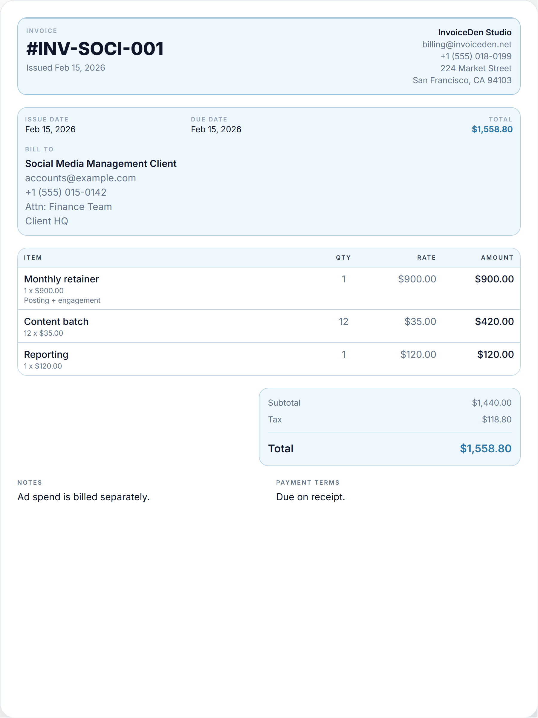 Social Media Management professional template preview