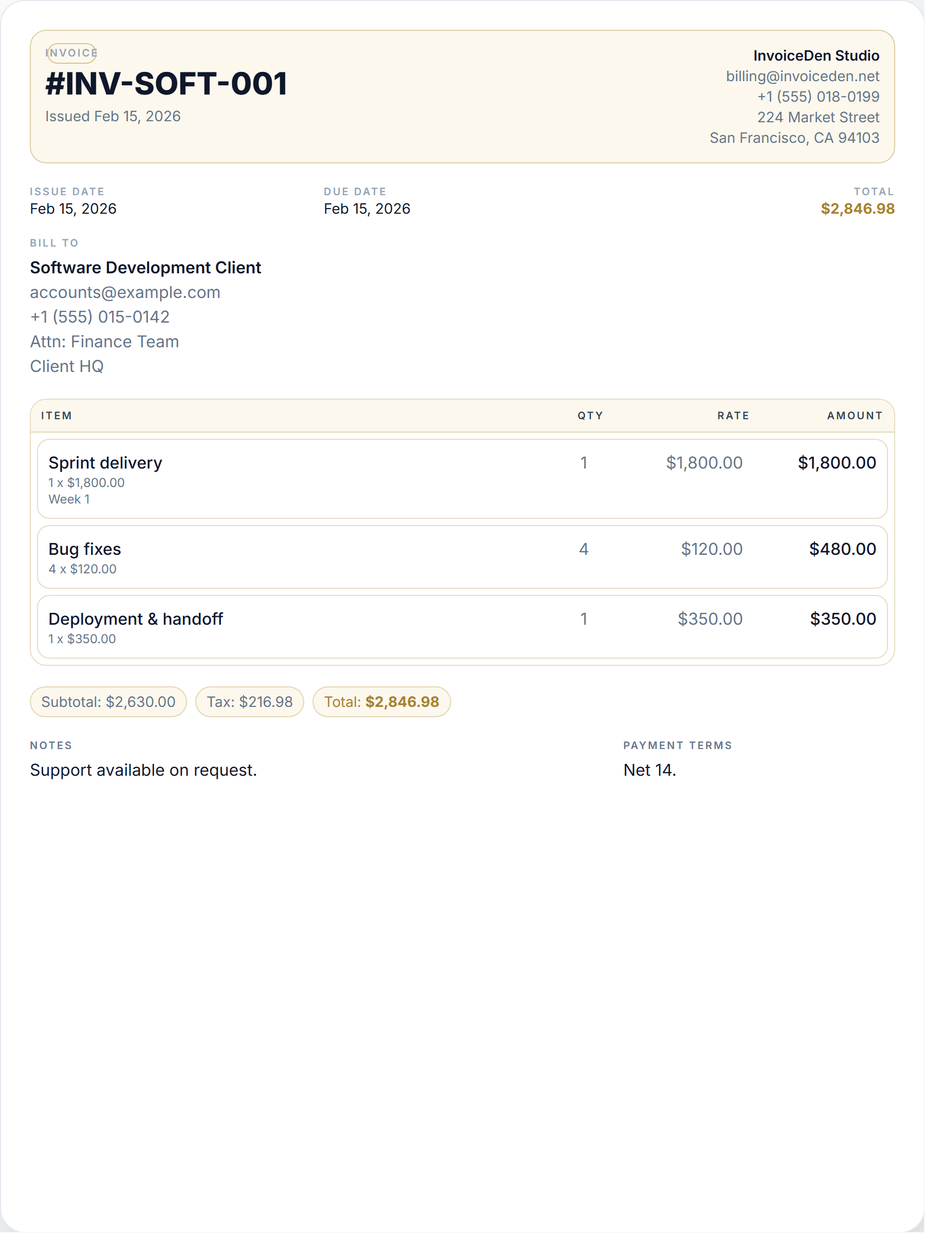 Software Development professional template preview