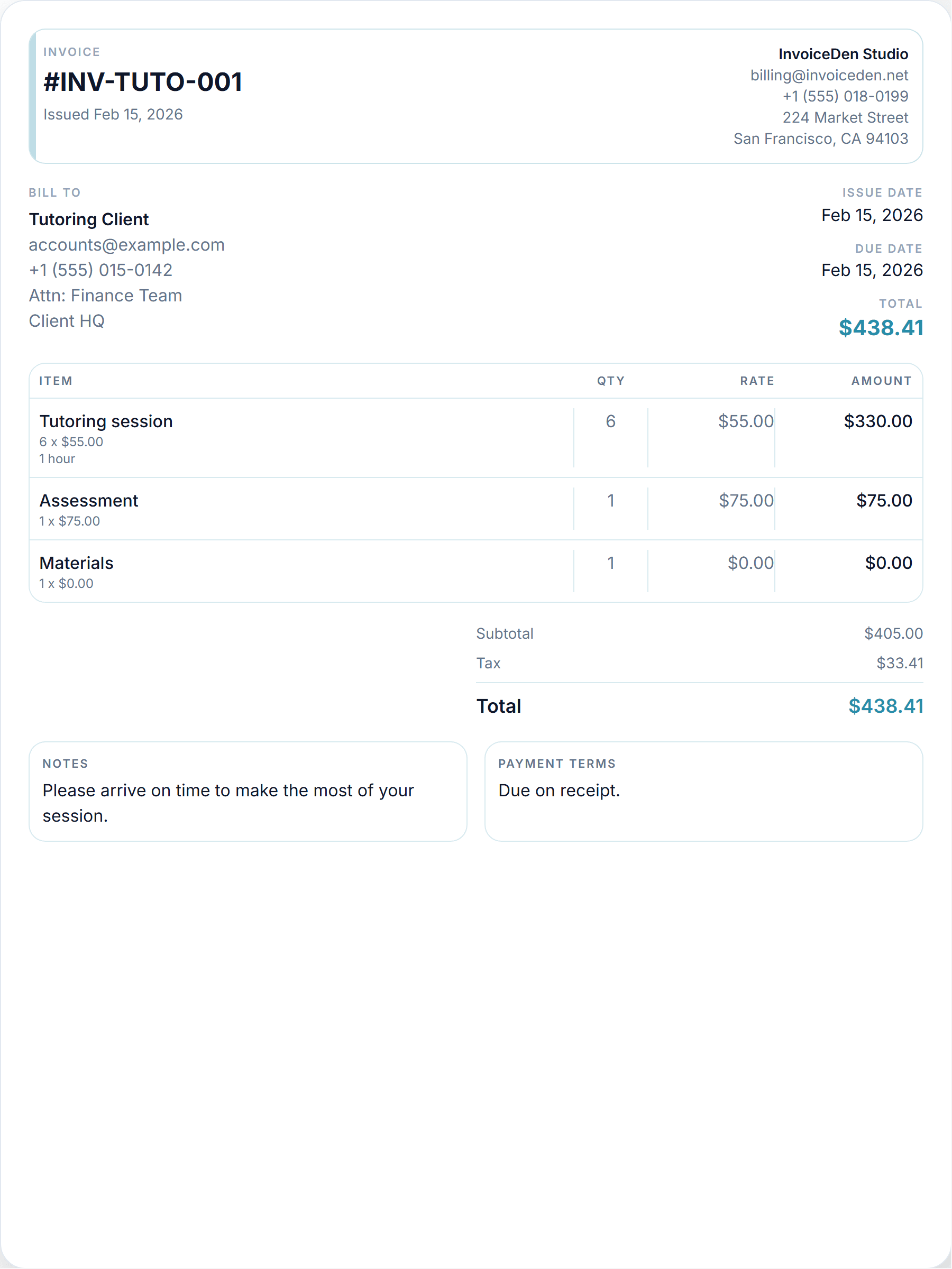 Tutoring minimal template preview