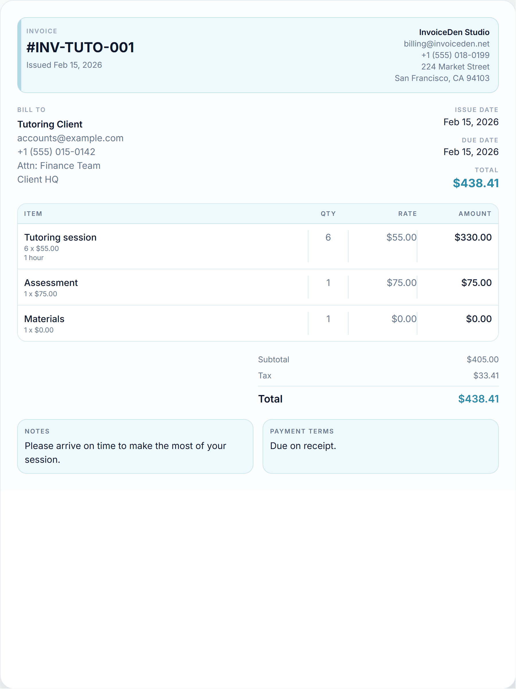 Tutoring modern template preview