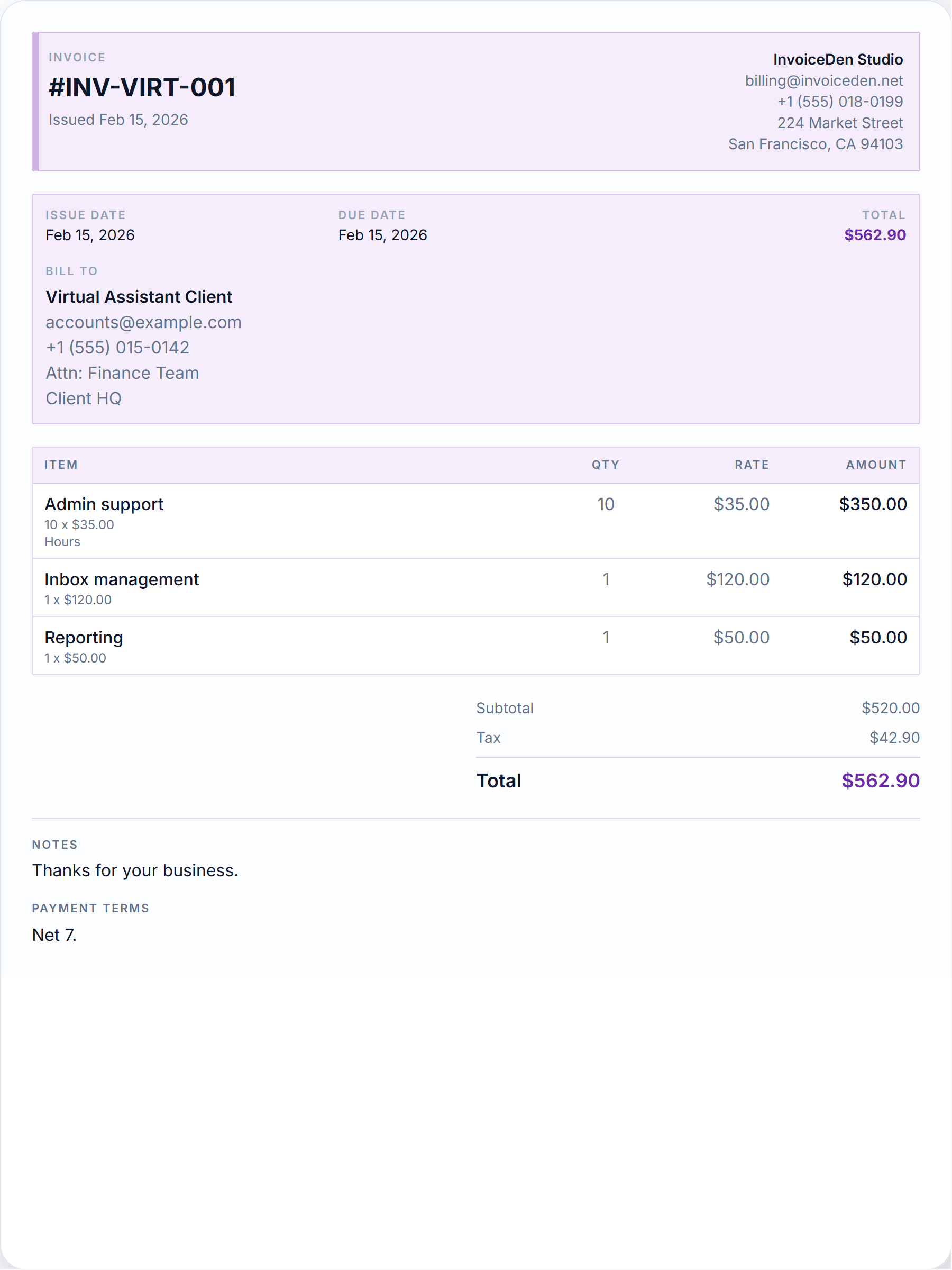Virtual Assistant modern template preview
