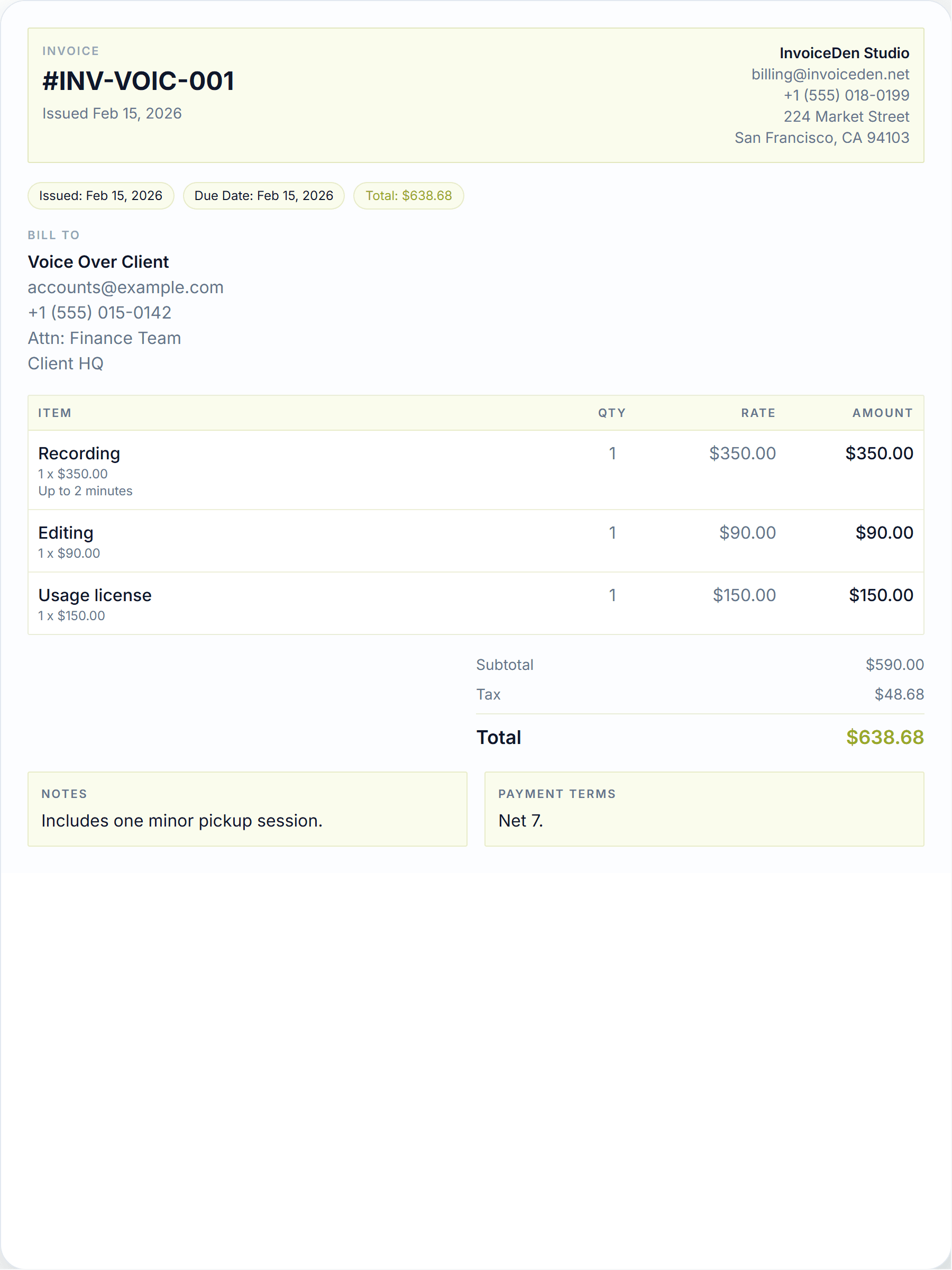 Voice Over modern template preview
