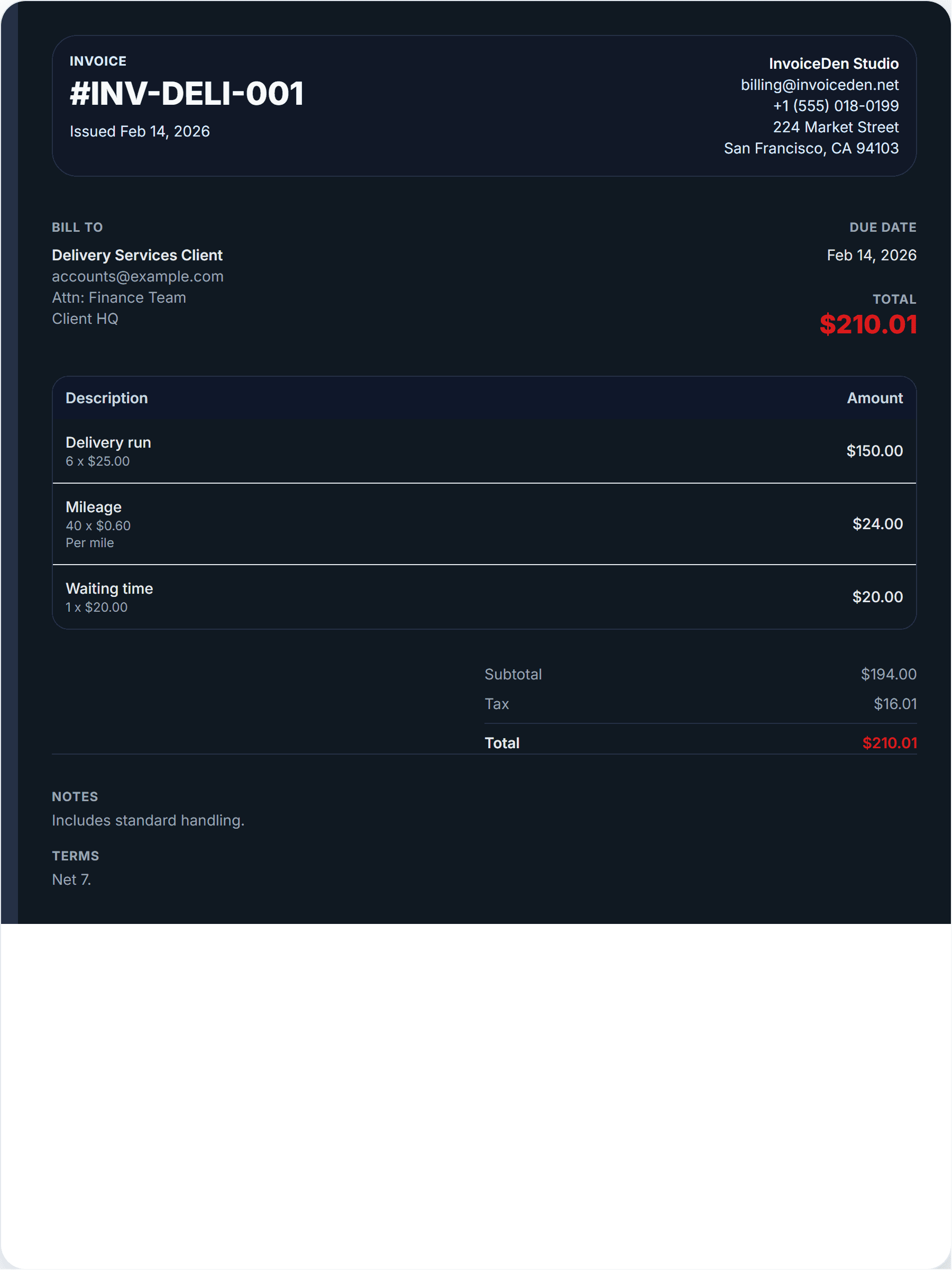 Delivery Services professional template preview
