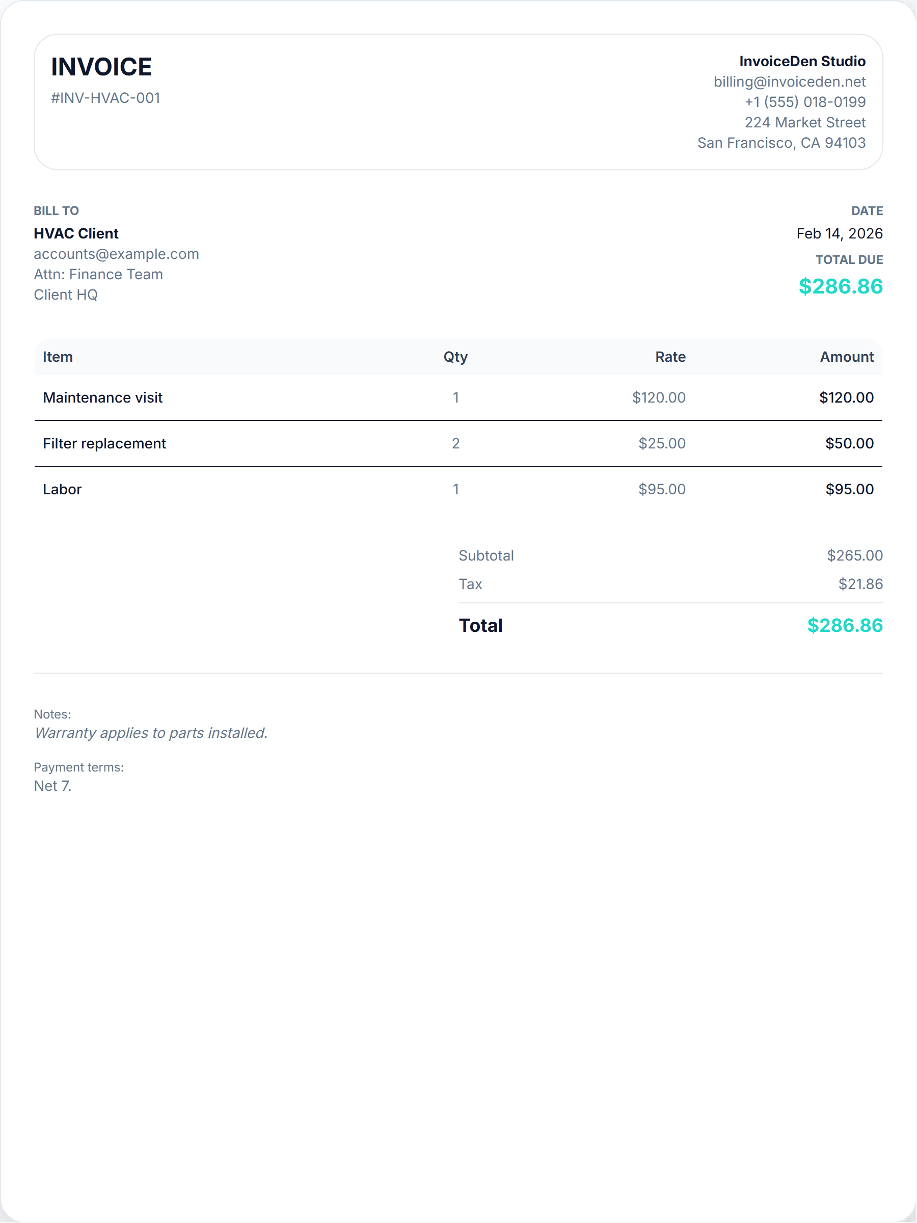 HVAC modern template preview