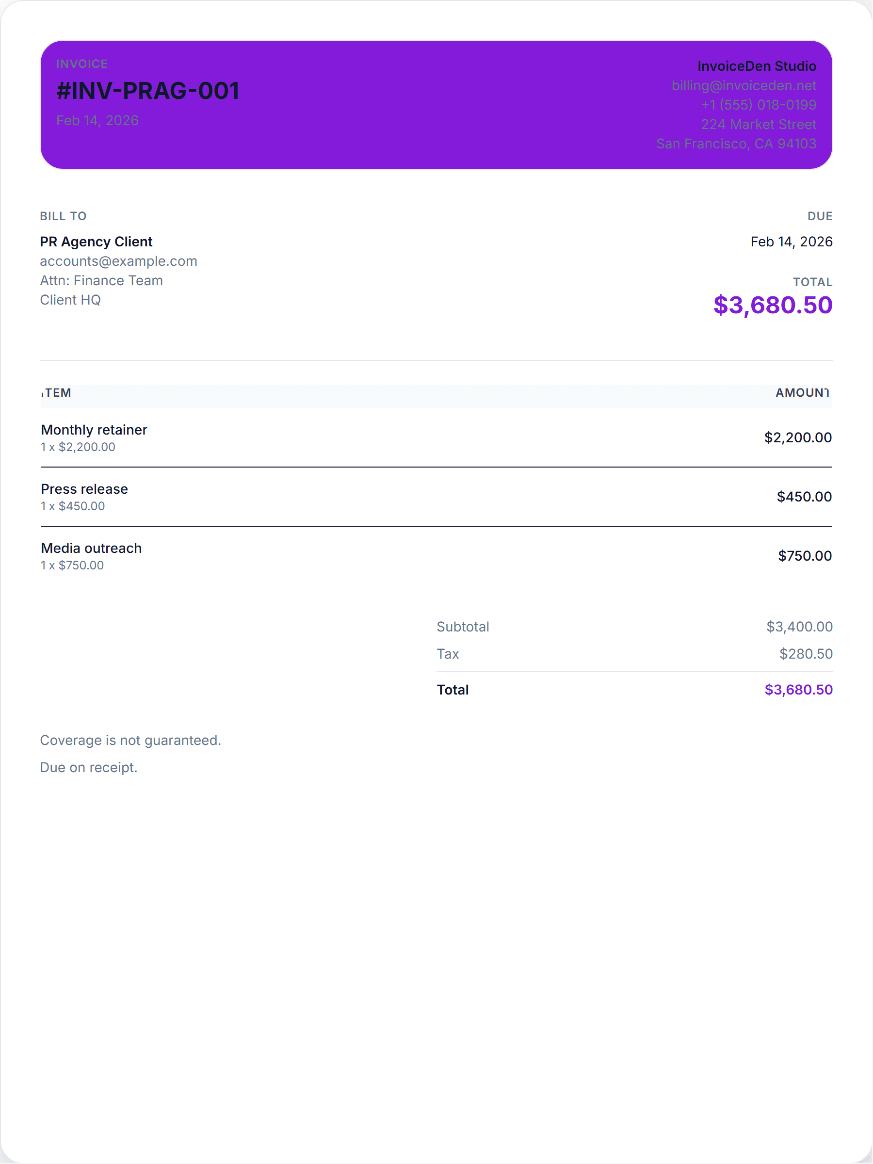 PR Agency minimal template preview