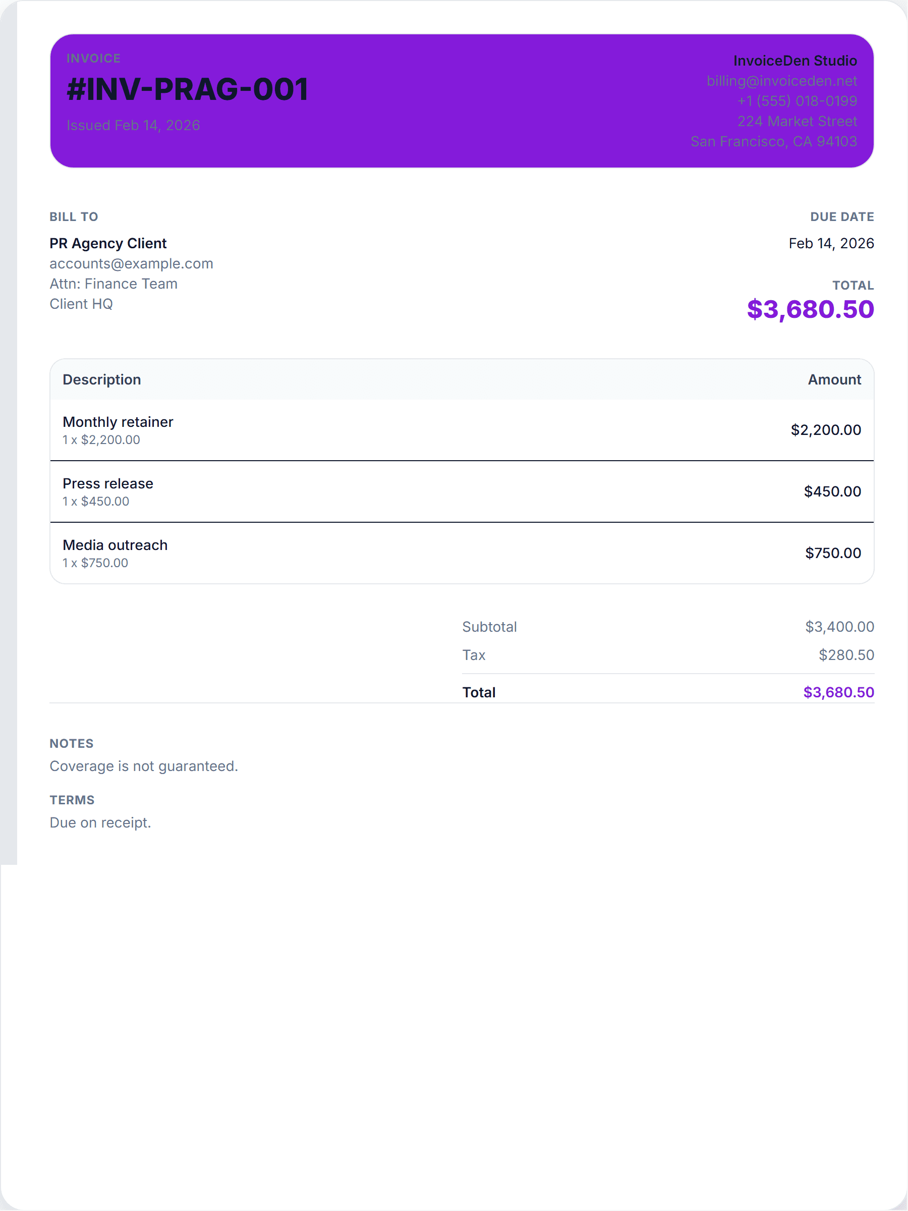 PR Agency professional template preview
