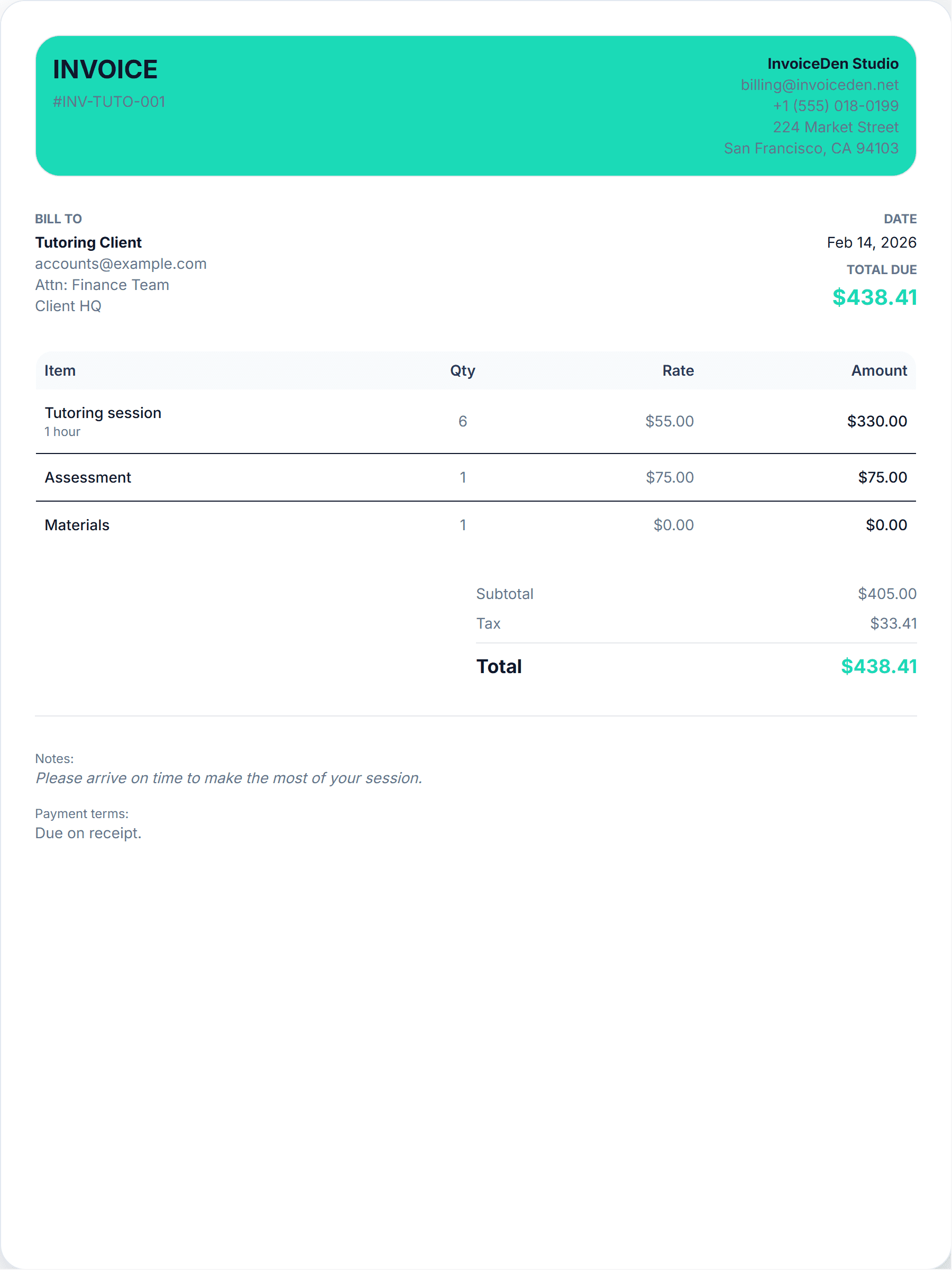 Tutoring modern template preview